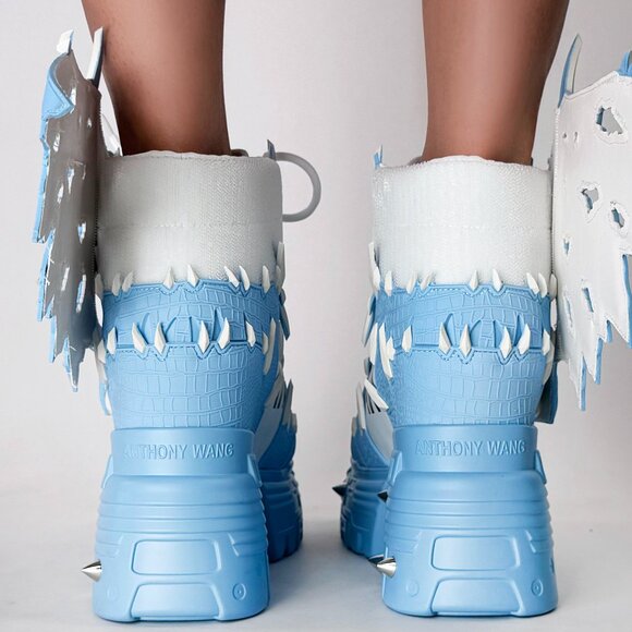 ANTHONY WANG BLUE APPLE Dragon Wing Blue Platform Sneakers - Picture 4 of 7